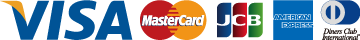 VISA、Mastercard、JCB,American Express,Diners Club